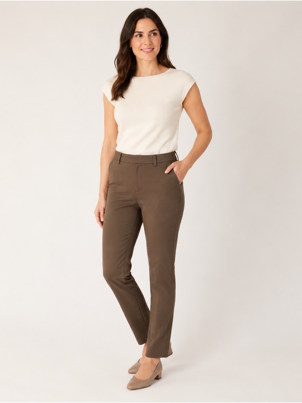 Tristan Brown Slim Straight-Leg Dress Pants Made in Canada Size 8